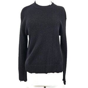 New RtA Emma Pullover Black Cashmere Sweater Womens XS Distressed Edges
